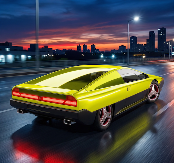 Imagine-on-a-urban-road-on-sunset-almost-night-but-very-clearly-night.-Electric-yellow-color.-copia