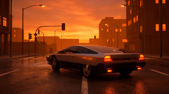Imagine-on-a-urban-road-on-sunset-almost-night-but-very-clearly-night.-Orange-color.-copia