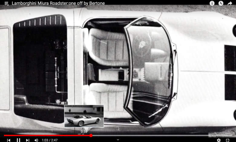 VIDEO Design Collection – Lamborghini Miura Roadster: one off by Bertone (1968)
